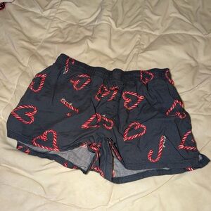 PINK Victoria's Secret Gray Shorts with Red Candy Cane Hearts